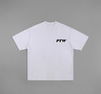 PTW Wave Tee in White - front view, minimalist white streetwear tee