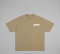 PTW Signature Tee in Camel - front view, neutral tone streetwear tee