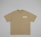PTW Signature Tee in Camel - front view, neutral tone streetwear tee