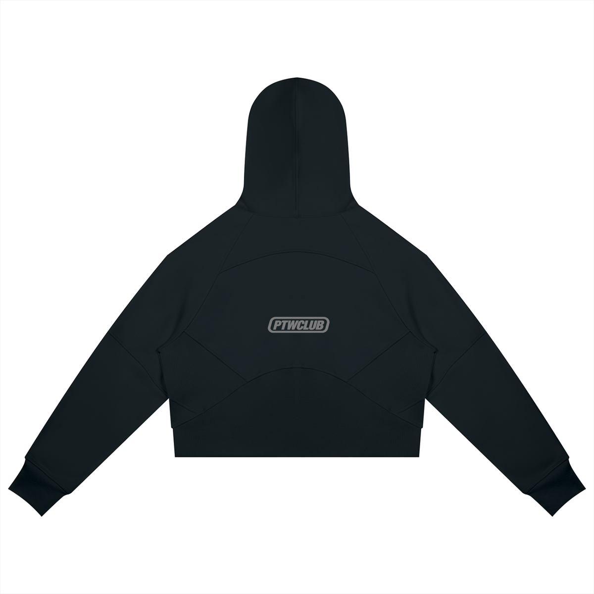 PTWCLUB Form Cropped Zip Hoodie — Black back view