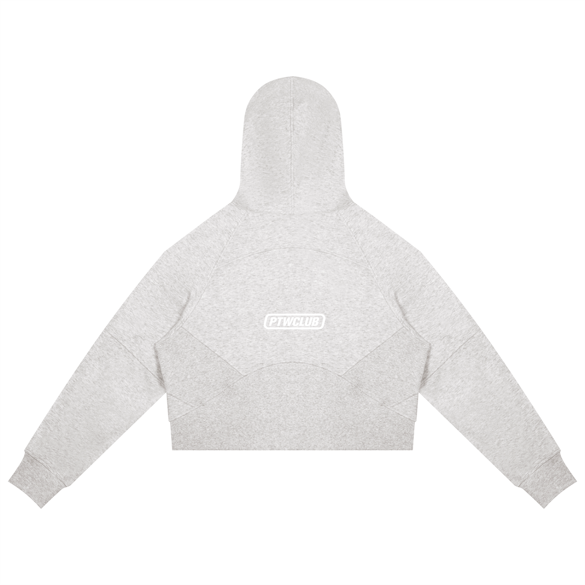 PTWCLUB Form Cropped Zip Hoodie — Cold Grey back view