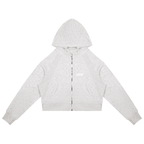 PTWCLUB Form Cropped Zip Hoodie — Cold Grey front view