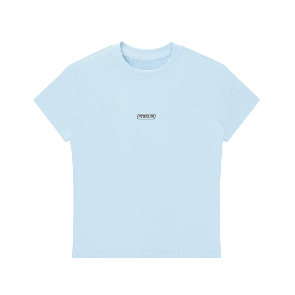 PTWCLUB Bodycon Crewneck T-Shirt — Blue front view