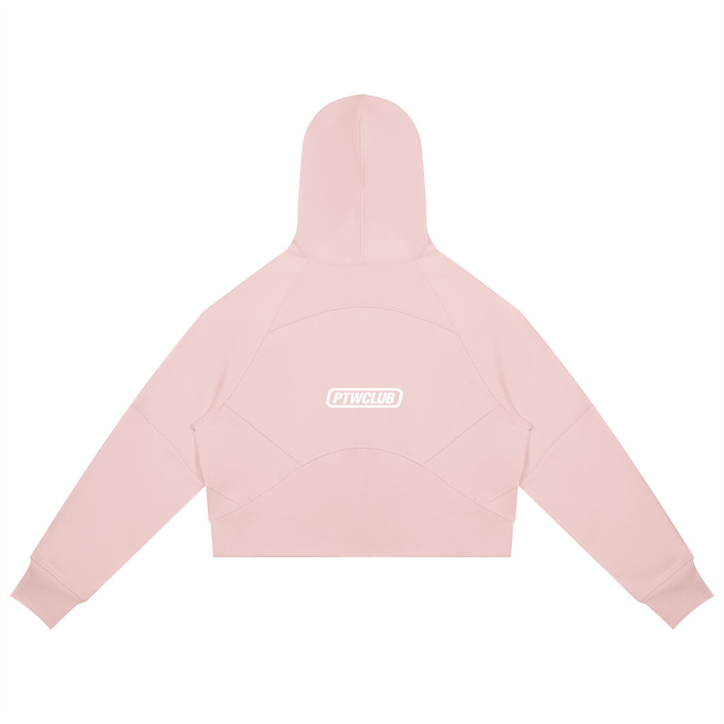 PTWCLUB Form Cropped Zip Hoodie — Light Pink back view