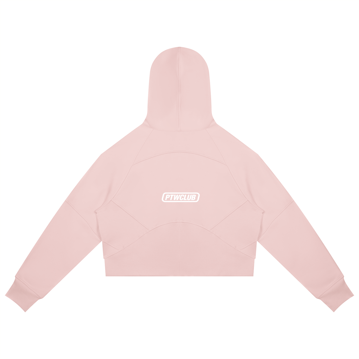 PTWCLUB Form Cropped Zip Hoodie — Light Pink back view