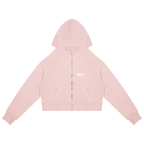 PTWCLUB Form Cropped Zip Hoodie — Light Pink front view