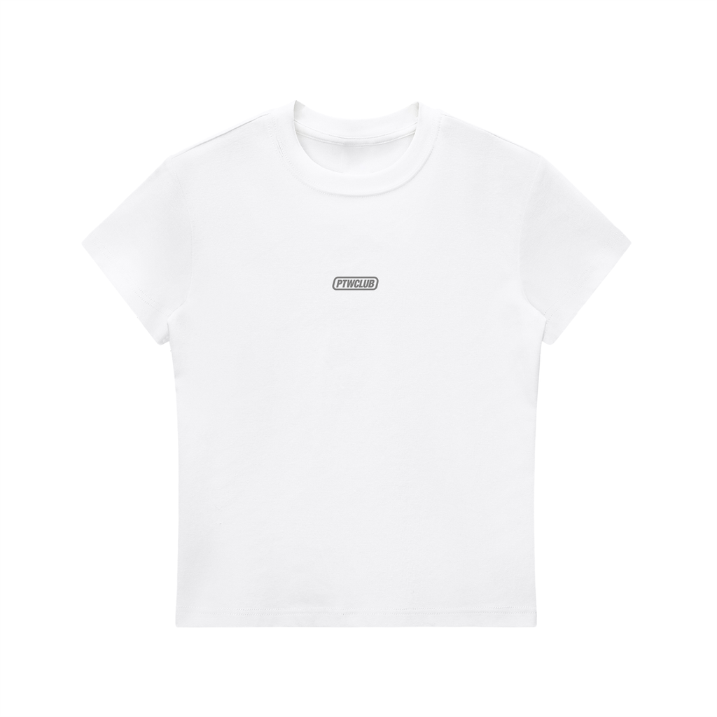PTWCLUB Bodycon Crewneck T-Shirt — White front view