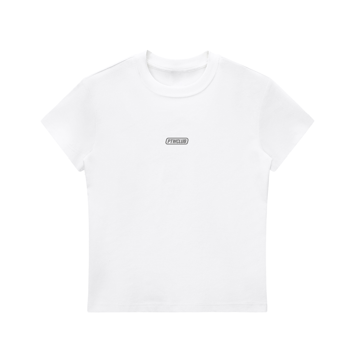 PTWCLUB Bodycon Crewneck T-Shirt — White front view