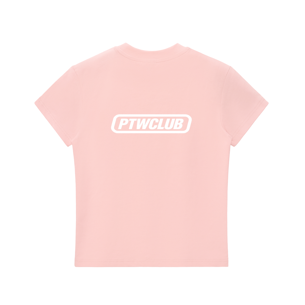 PTWCLUB Bodycon Crewneck T-Shirt — Pink back view