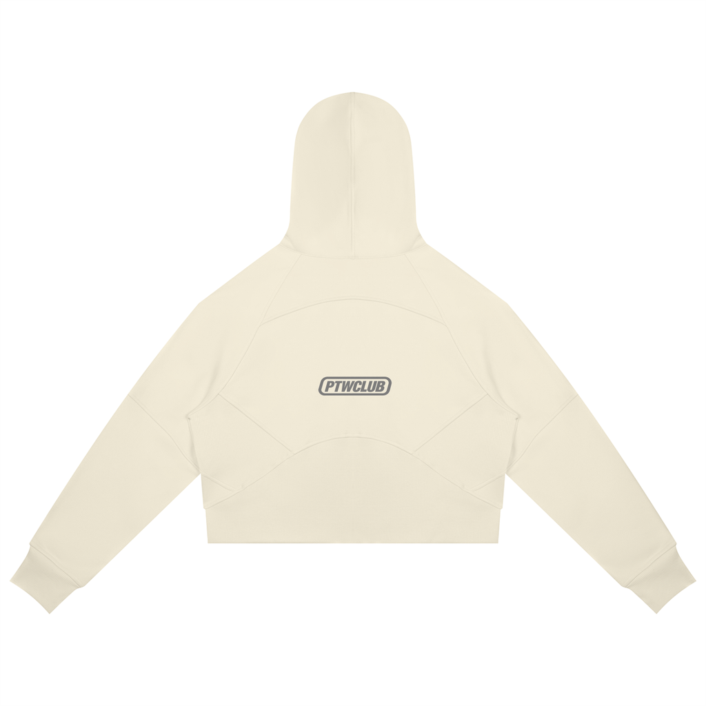PTWCLUB Form Cropped Zip Hoodie — Mild Apricot back view