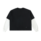 ‘STOP MAKING SENSE’ Layered Contrast Sleeve  T-Shirt