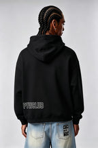 PTW Essential Zip Hoodie Jet Black - detail shot, zip closure and fit