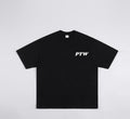 PTW Signature Tee in Jet Black - front view, minimalist black streetwear tee