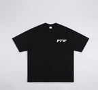 PTW Signature Tee in Jet Black - front view, minimalist black streetwear tee