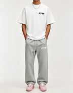  PTW Essential Straight Leg Sweatpants Steel Grey - detail shot, straight leg grey trousers