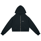 PTWCLUB Form Cropped Zip Hoodie — Black front view