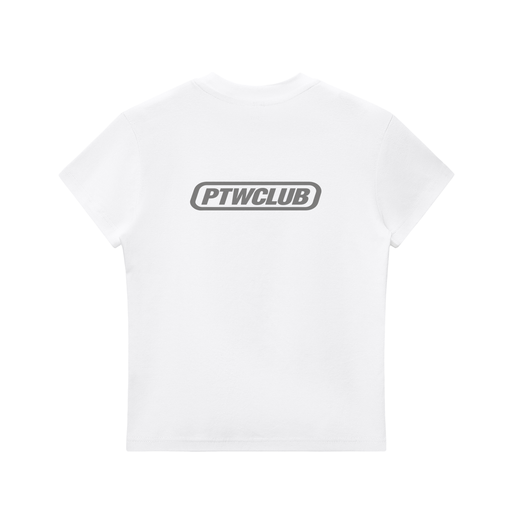 PTWCLUB Bodycon Crewneck T-Shirt — White back view