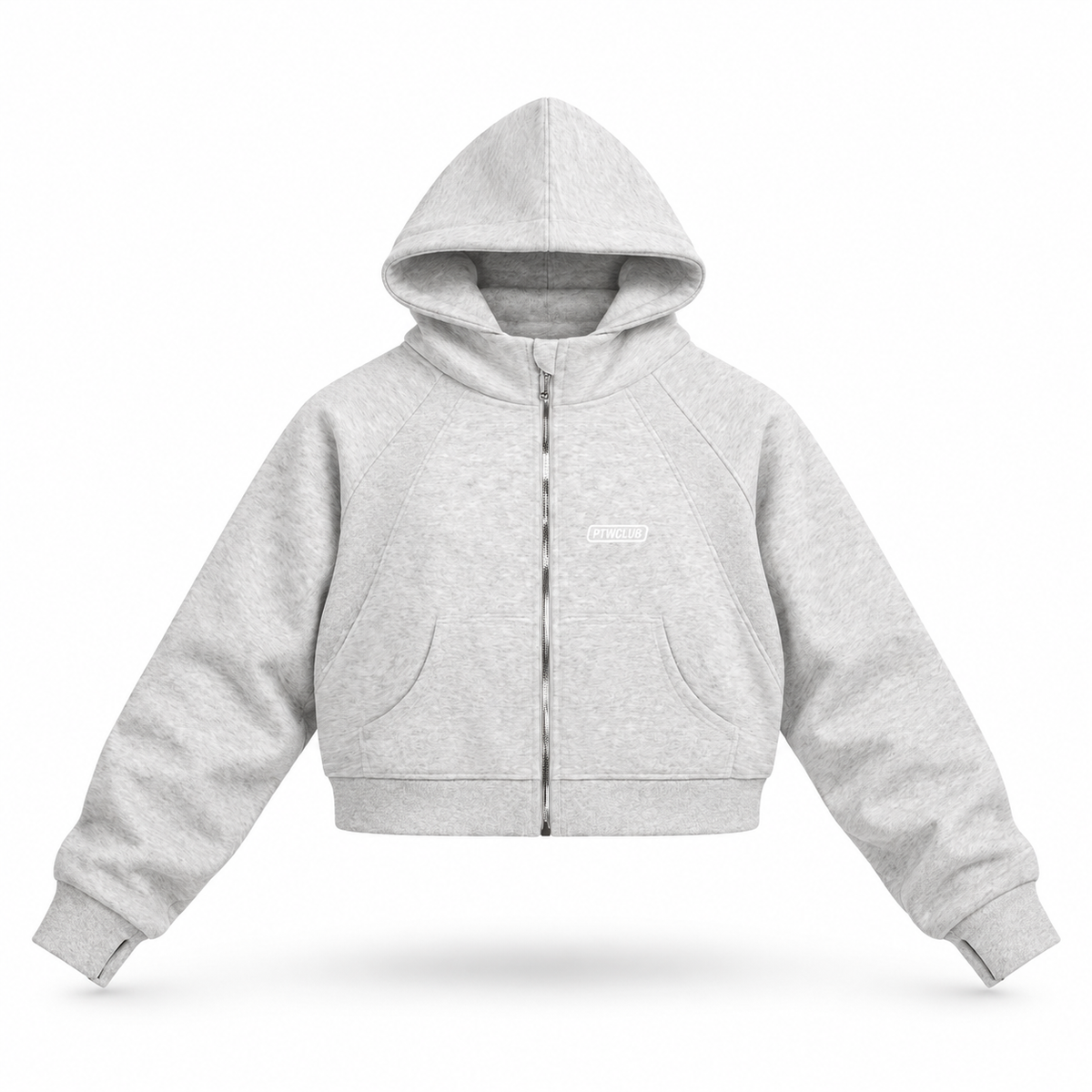 PTWCLUB Form Cropped Zip Hoodie floating garment front view