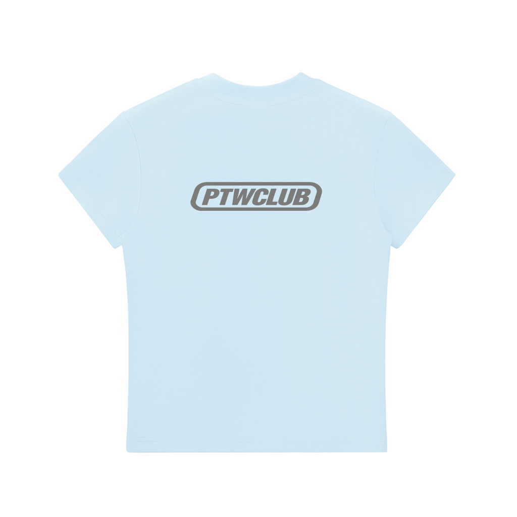 PTWCLUB Bodycon Crewneck T-Shirt — Blue back view