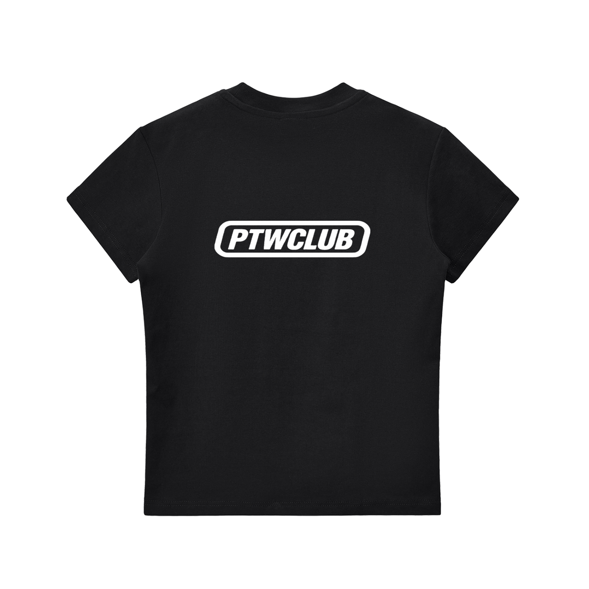 PTWCLUB Bodycon Crewneck T-Shirt — Black back view