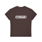 PTWCLUB Bodycon Crewneck T-Shirt — Brown back view