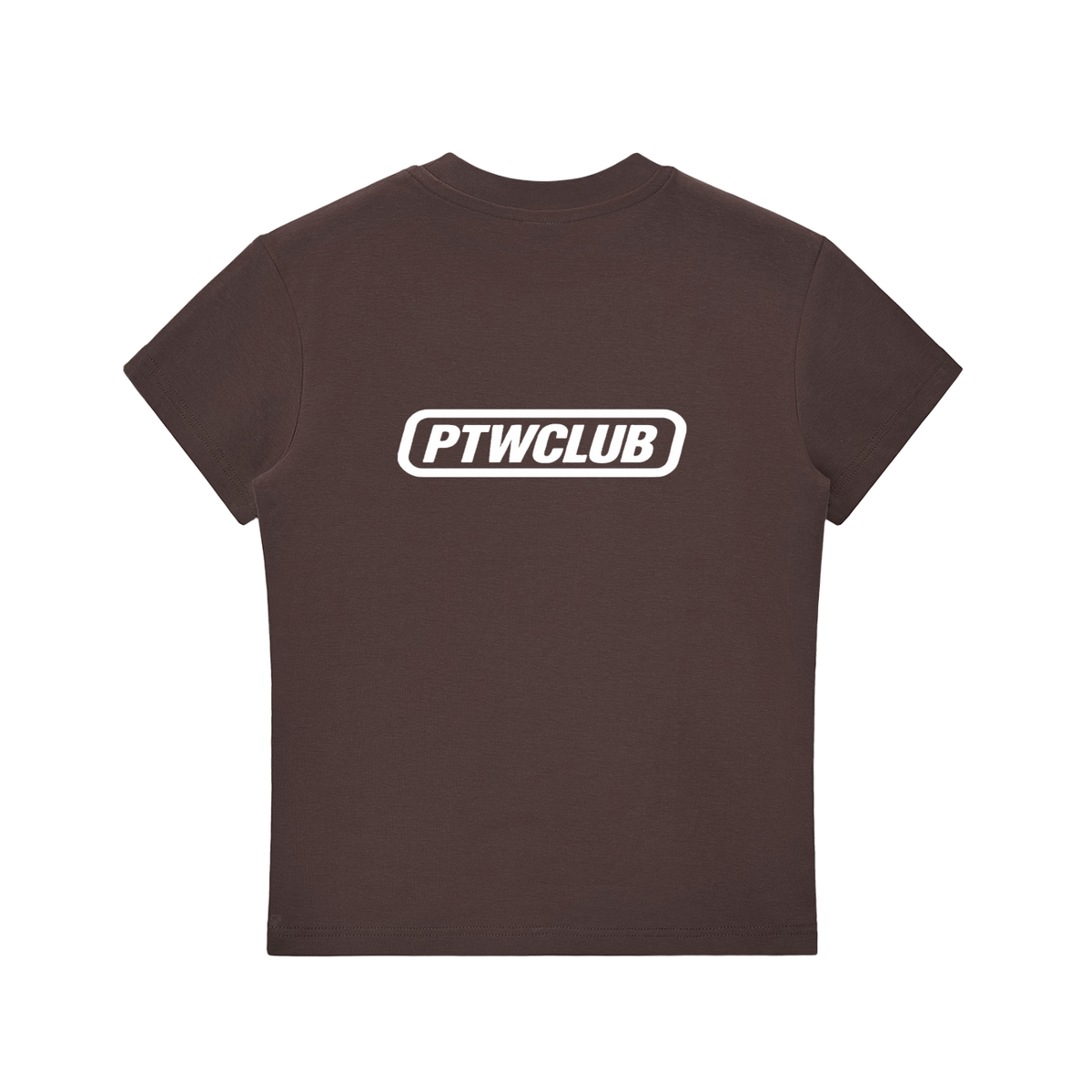 PTWCLUB Bodycon Crewneck T-Shirt — Brown back view
