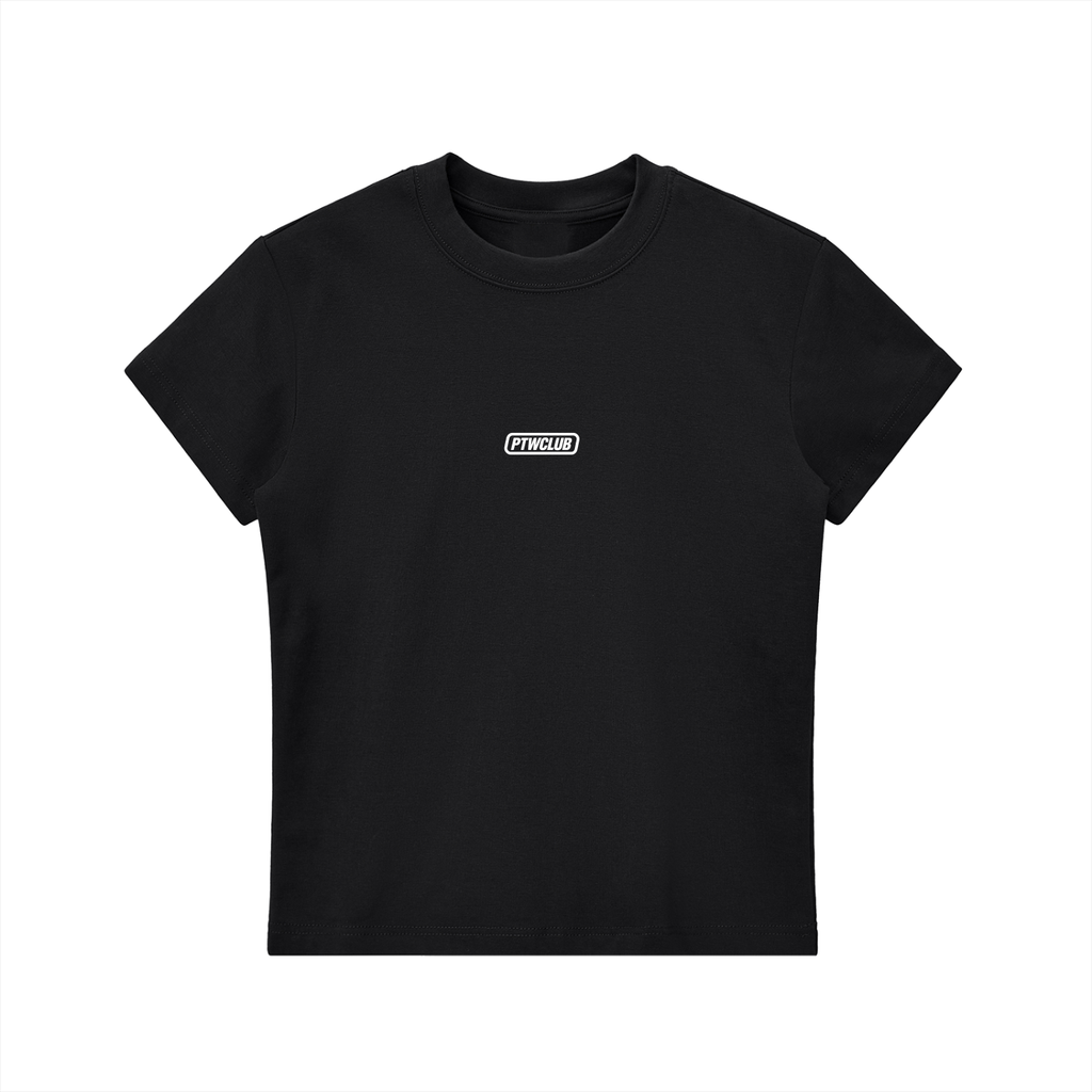 PTWCLUB Bodycon Crewneck T-Shirt — Black front view