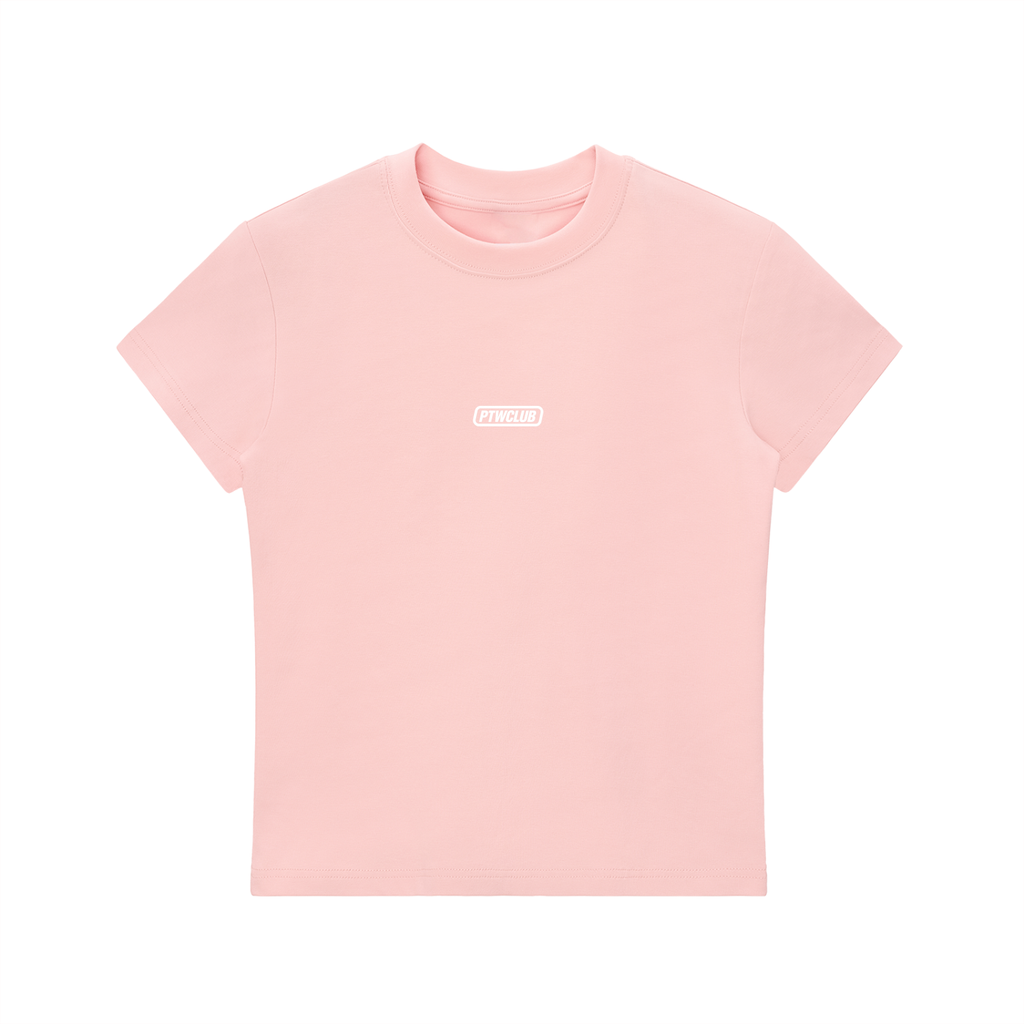 PTWCLUB Bodycon Crewneck T-Shirt — Pink front view