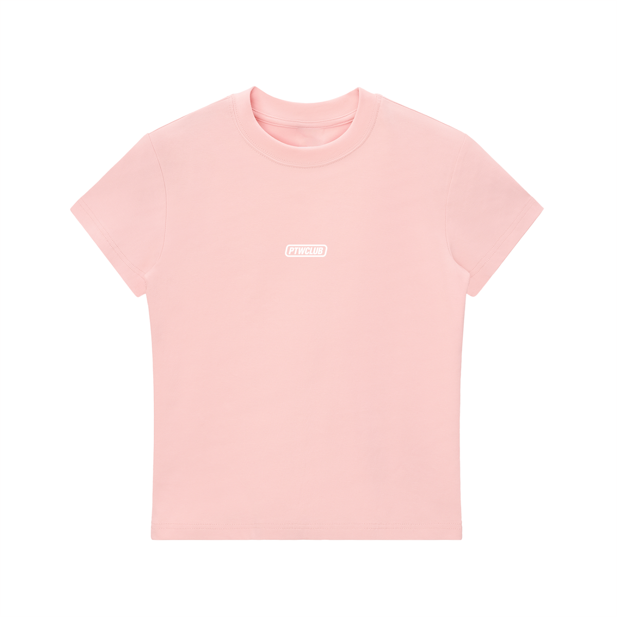 PTWCLUB Bodycon Crewneck T-Shirt — Pink front view