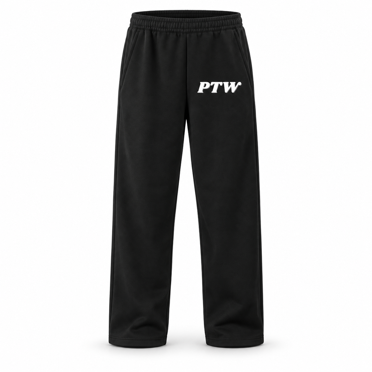 PTW Essential Straight-Leg Sweatpants — Jet Black floating garment front view