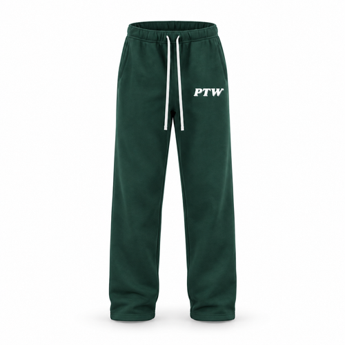 PTW Essential Straight-Leg Sweatpants — Forest Green floating garment front view