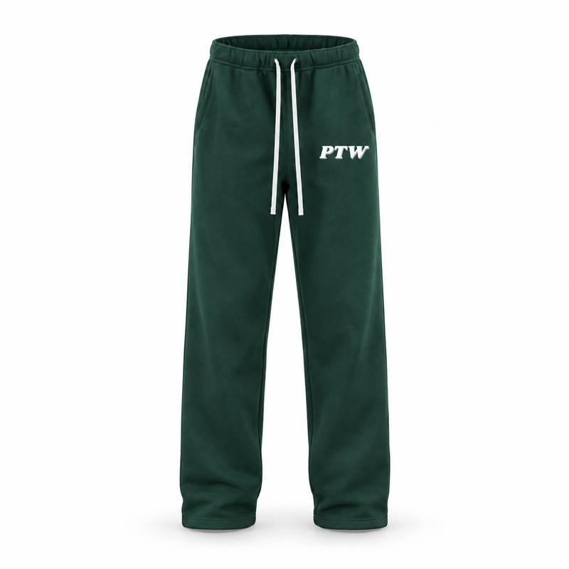 PTW Essential Straight-Leg Sweatpants — Forest Green floating garment front view