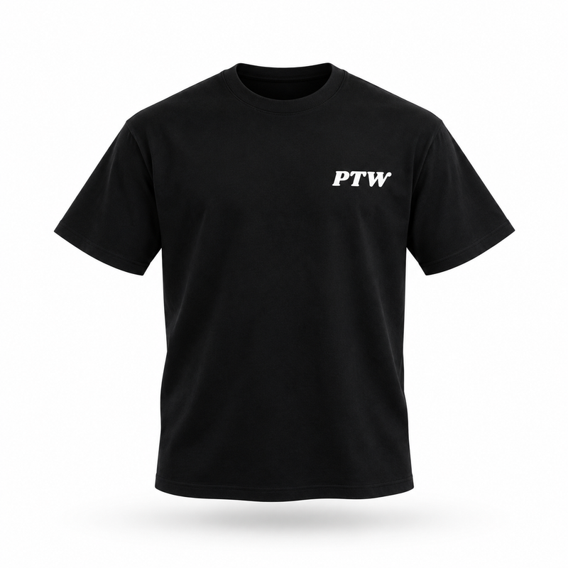 PTW Signature Tee Jet Black floating garment front view