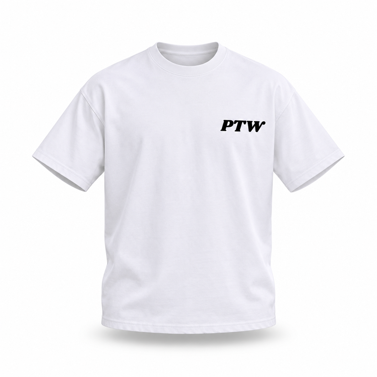 PTW Wave Tee — White floating garment front view