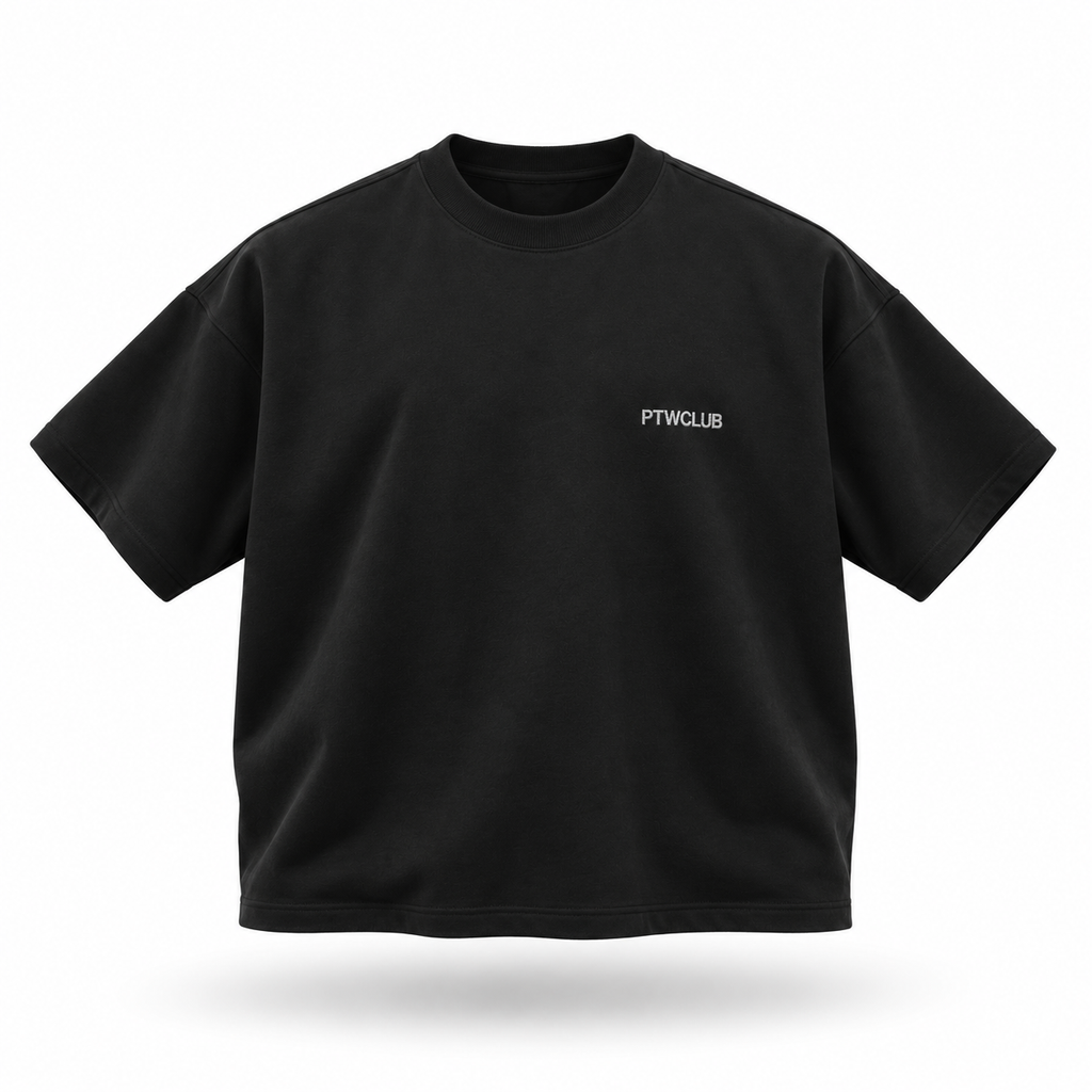 PTWCLUB boxy tee floating front — black